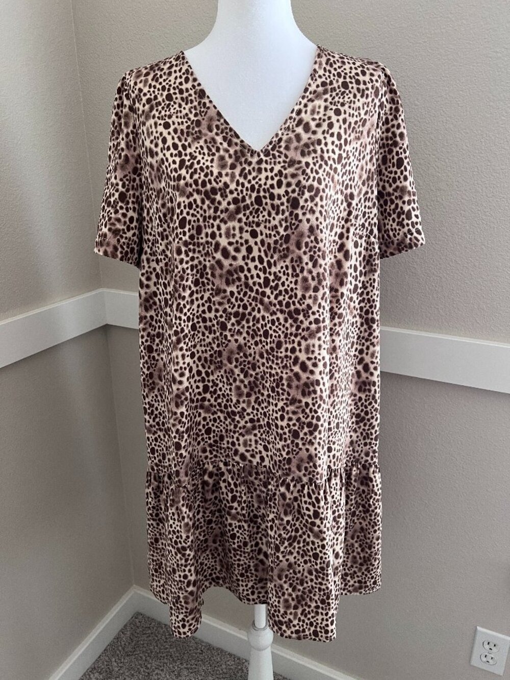 A New Day Leopard Print Hi-Lo Ruffle Hem Dress - Size Medium